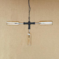 3 Lights Chandelier Lamp Vintage Style Bottle Glass Shade for Bar - Rebooters