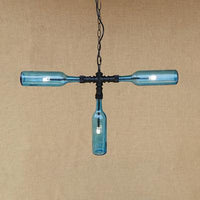 3 Lights Chandelier Lamp Vintage Style Bottle Glass Shade for Bar - Rebooters