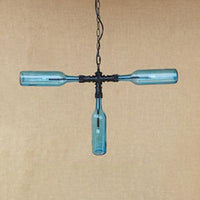 3 Lights Chandelier Lamp Vintage Style Bottle Glass Shade for Bar - Rebooters