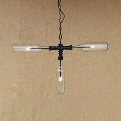 3 Lights Chandelier Lamp Vintage Style Bottle Glass Shade for Bar - Rebooters