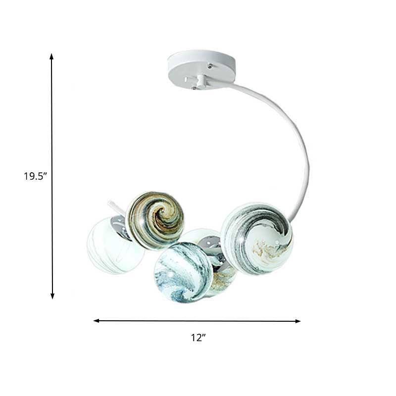 Ball Ceiling Lamp Modernism Hand Blown Glass 3/5 Lights - Rebooters