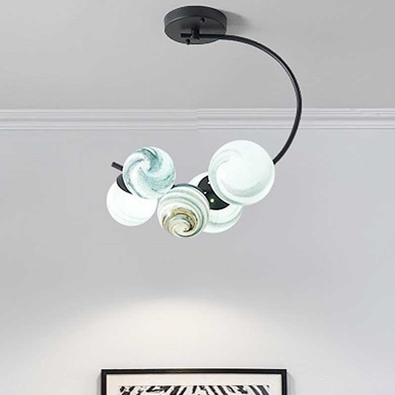 Ball Ceiling Lamp Modernism Hand Blown Glass 3/5 Lights - Rebooters