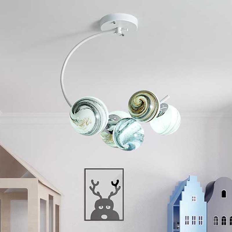 Ball Ceiling Lamp Modernism Hand Blown Glass 3/5 Lights - Rebooters