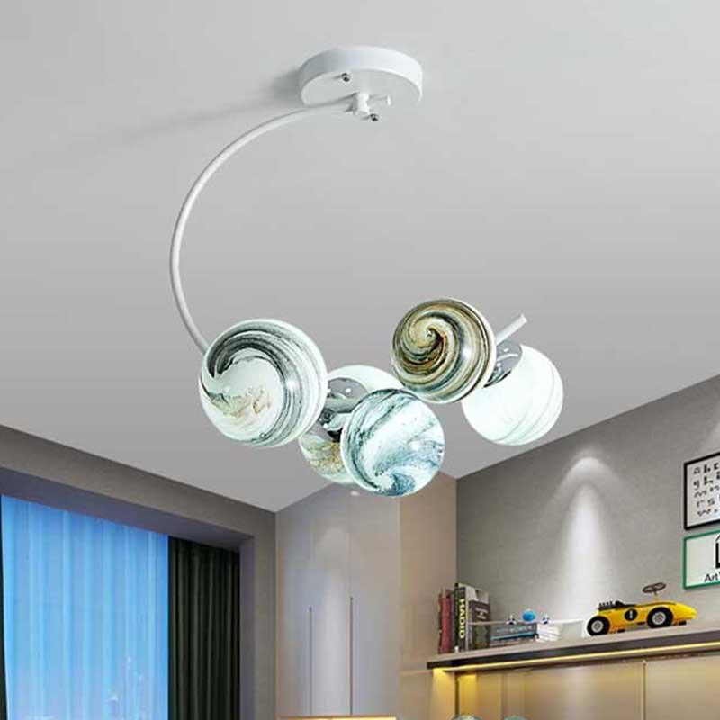 Ball Ceiling Lamp Modernism Hand Blown Glass 3/5 Lights - Rebooters