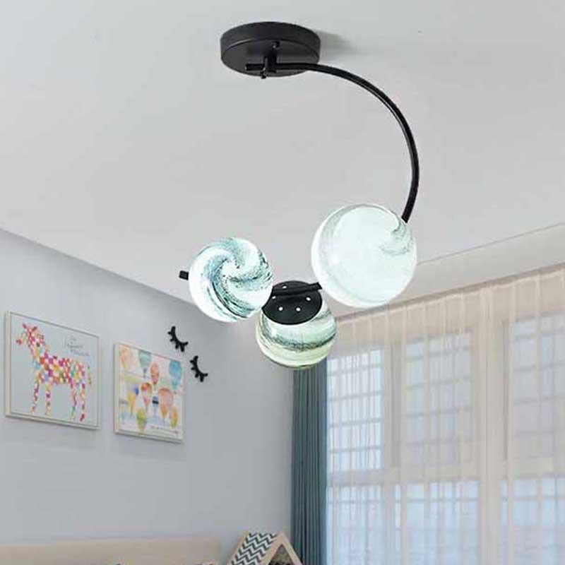 Ball Ceiling Lamp Modernism Hand Blown Glass 3/5 Lights - Rebooters