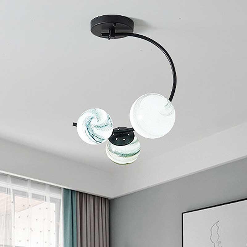 Ball Ceiling Lamp Modernism Hand Blown Glass 3/5 Lights - Rebooters