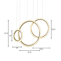 16"/23.5"/31.5" Dia Ring Chandelier Crystal LED Light Fixture - Rebooters