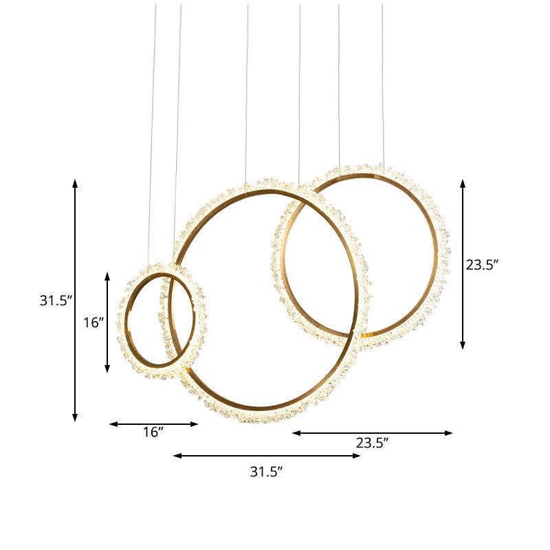 16"/23.5"/31.5" Dia Ring Chandelier Crystal LED Light Fixture - Rebooters