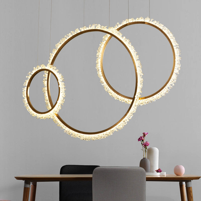 16"/23.5"/31.5" Dia Ring Chandelier Crystal LED Light Fixture - Rebooters