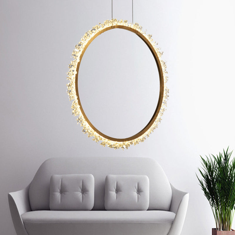 16"/23.5"/31.5" Dia Ring Chandelier Crystal LED Light Fixture - Rebooters