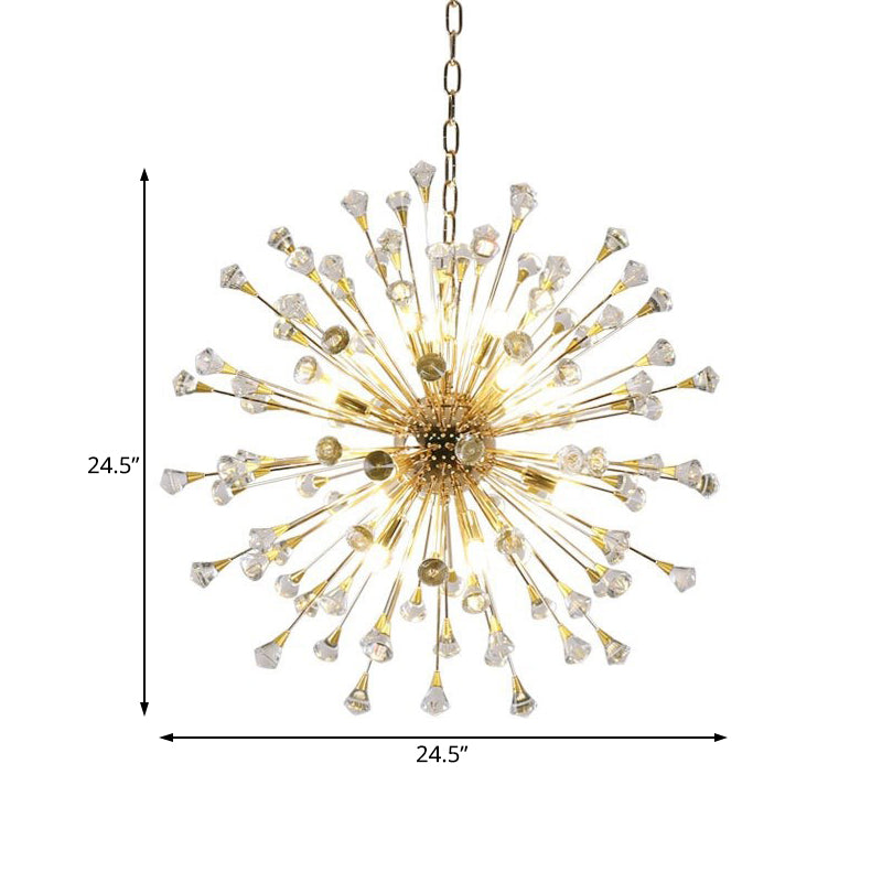 Urchin Chandelier Postmodern Metallic LED Golden Lamp - Rebooters