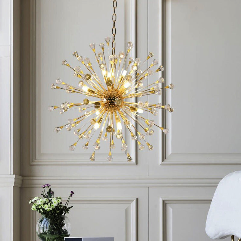 Urchin Chandelier Postmodern Metallic LED Golden Lamp - Rebooters