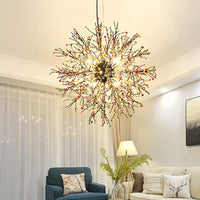 23.5"/31.5" Wide Dendritic LED Chandelier Lamp Black Ceiling Light - Rebooters