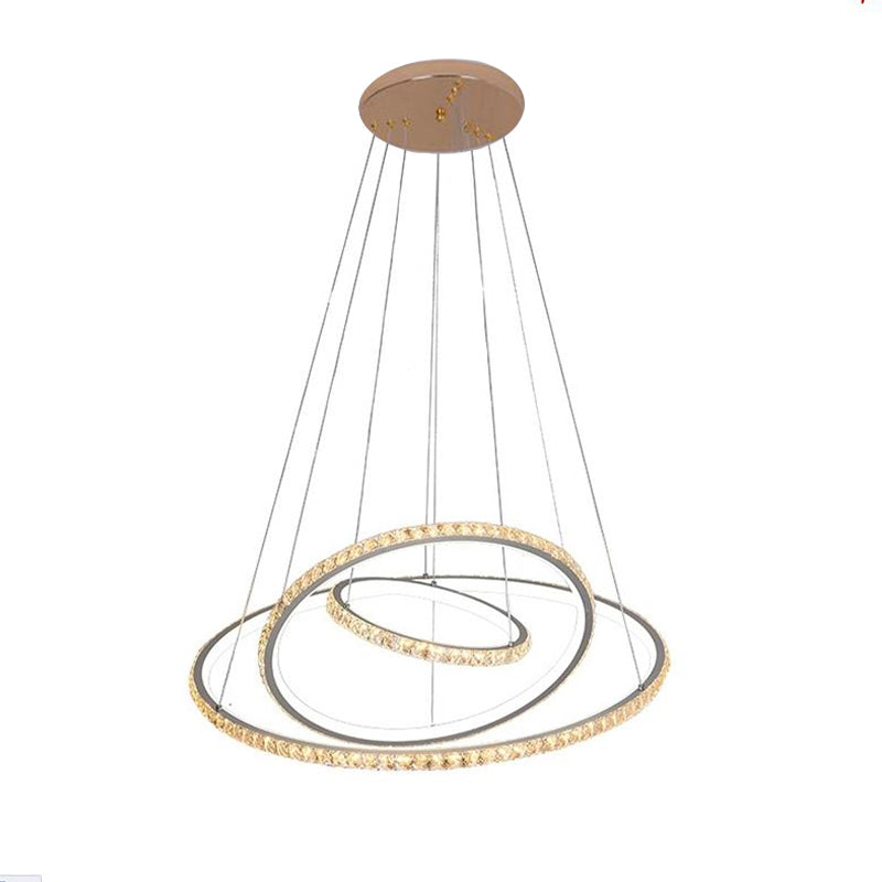 3-Ring LED Chandelier Light Modern Crystal Gold Silver Fixture - Rebooters