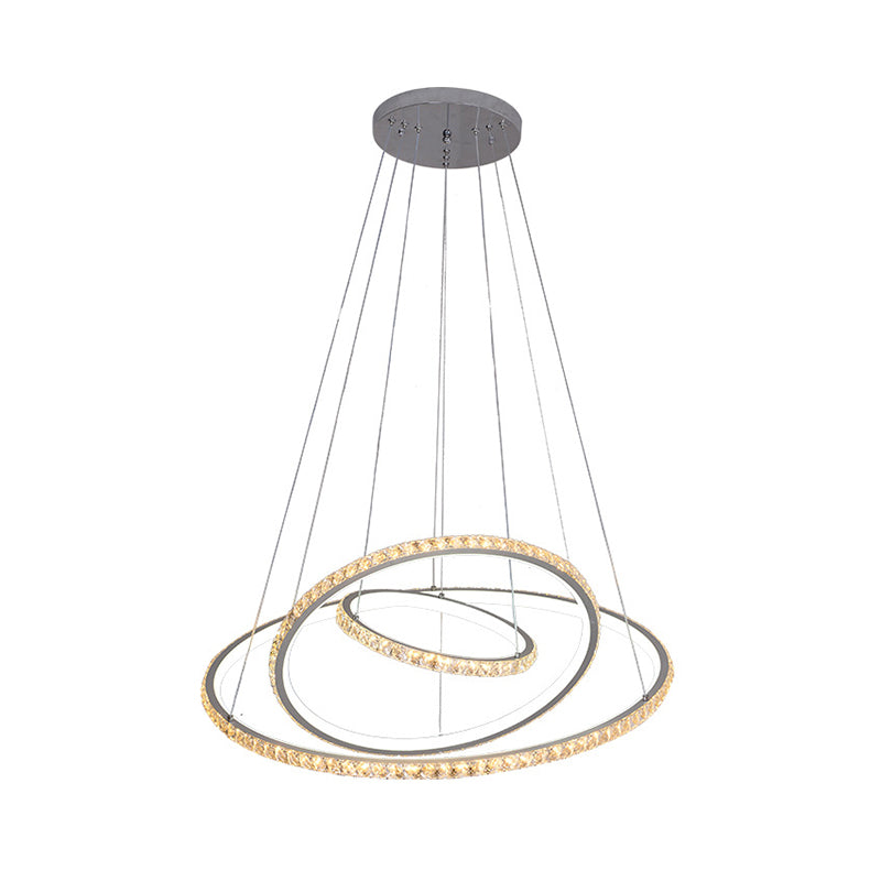 3-Ring LED Chandelier Light Modern Crystal Gold Silver Fixture - Rebooters