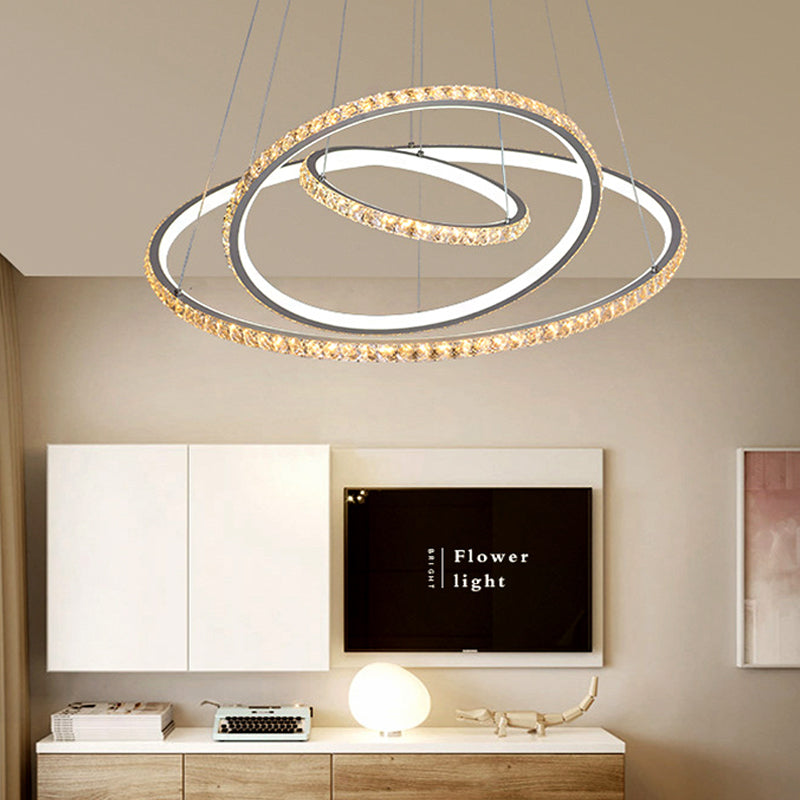 3-Ring LED Chandelier Light Modern Crystal Gold Silver Fixture - Rebooters