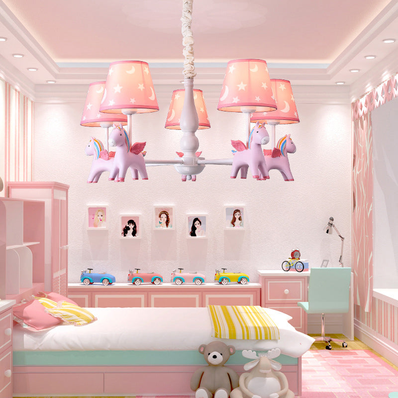 Rainbow Unicorn Ceiling Lighting Kids Style Resin Bedroom Chandelier - Rebooters