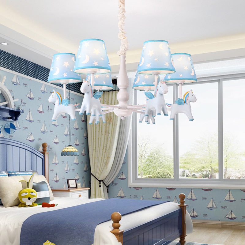 Rainbow Unicorn Ceiling Lighting Kids Style Resin Bedroom Chandelier - Rebooters