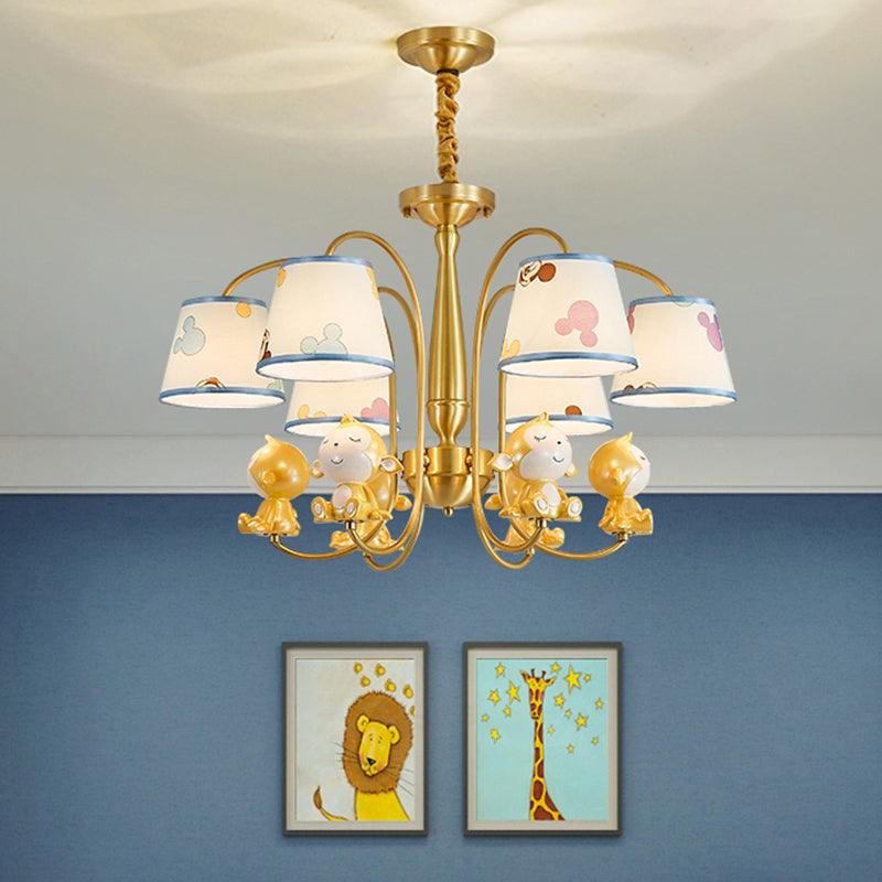 Animal Nursery Ceiling Lighting Resin Childrens Chandelier Light Fixture in Gold - Rebooters