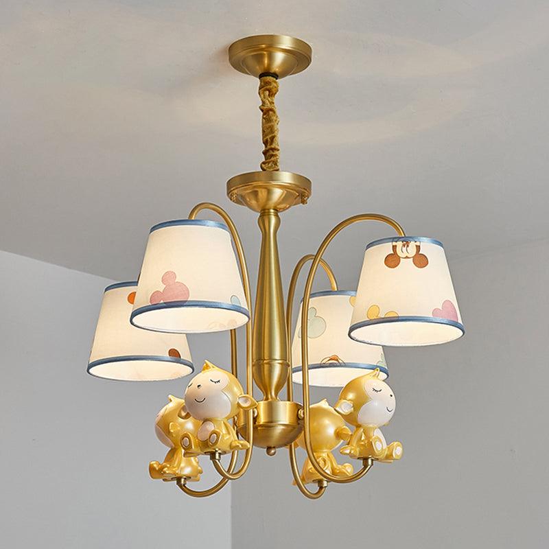 Animal Nursery Ceiling Lighting Resin Childrens Chandelier Light Fixture in Gold - Rebooters