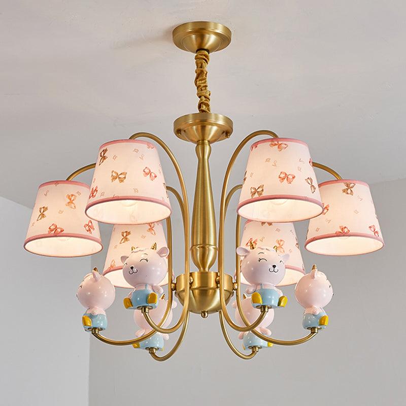 Animal Nursery Ceiling Lighting Resin Childrens Chandelier Light Fixture in Gold - Rebooters