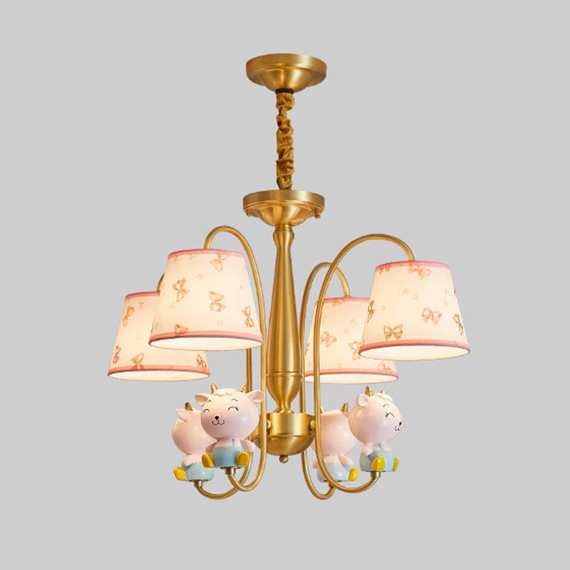 Animal Nursery Ceiling Lighting Resin Childrens Chandelier Light Fixture in Gold - Rebooters