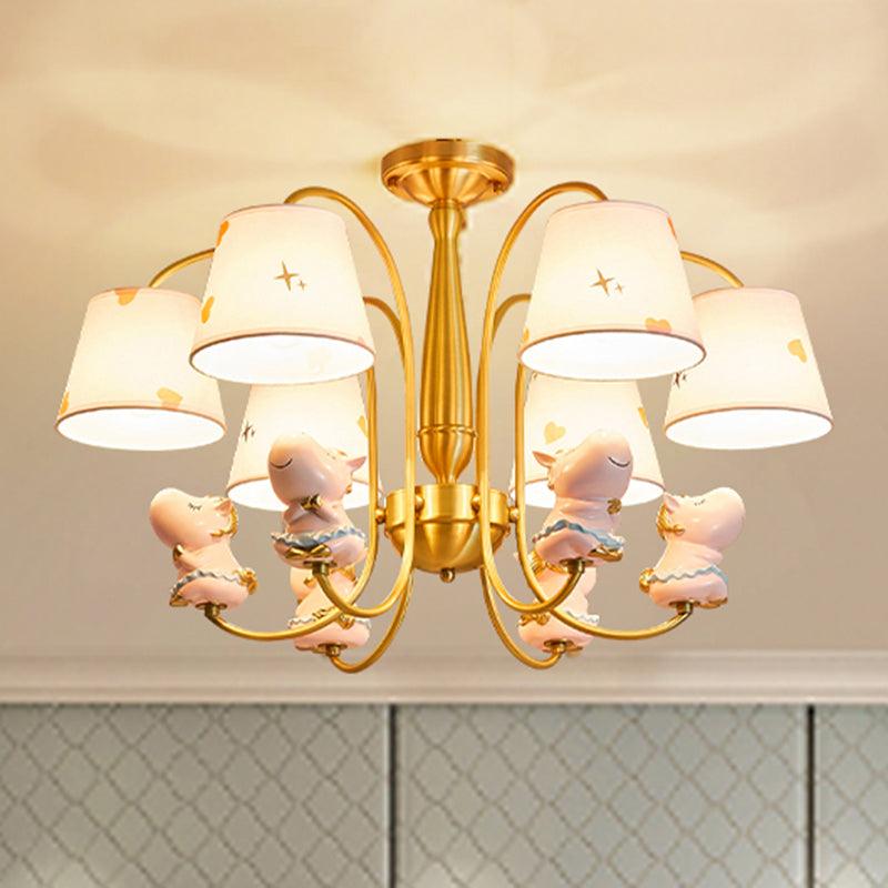 Animal Nursery Ceiling Lighting Resin Childrens Chandelier Light Fixture in Gold - Rebooters