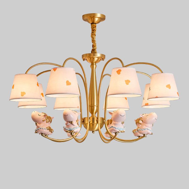 Animal Nursery Ceiling Lighting Resin Childrens Chandelier Light Fixture in Gold - Rebooters