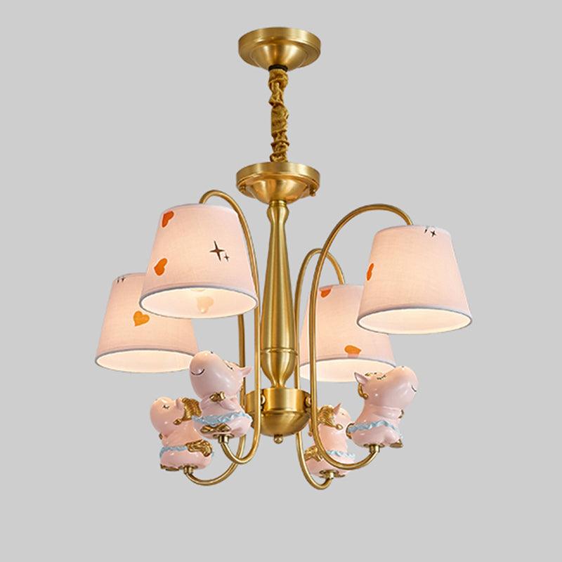 Animal Nursery Ceiling Lighting Resin Childrens Chandelier Light Fixture in Gold - Rebooters