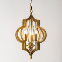3-Bulb Chandelier Light Retro Quatrefoil Shaped Pendant Gold - Rebooters