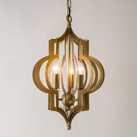 3-Bulb Chandelier Light Retro Quatrefoil Shaped Pendant Gold - Rebooters