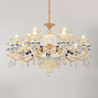 Beige Ruffle Floral Chandelier Light Vintage Glass Accent - Rebooters