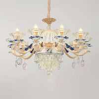 Beige Ruffle Floral Chandelier Light Vintage Glass Accent - Rebooters