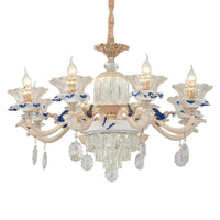 Beige Ruffle Floral Chandelier Light Vintage Glass Accent - Rebooters