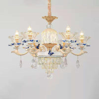 Beige Ruffle Floral Chandelier Light Vintage Glass Accent - Rebooters