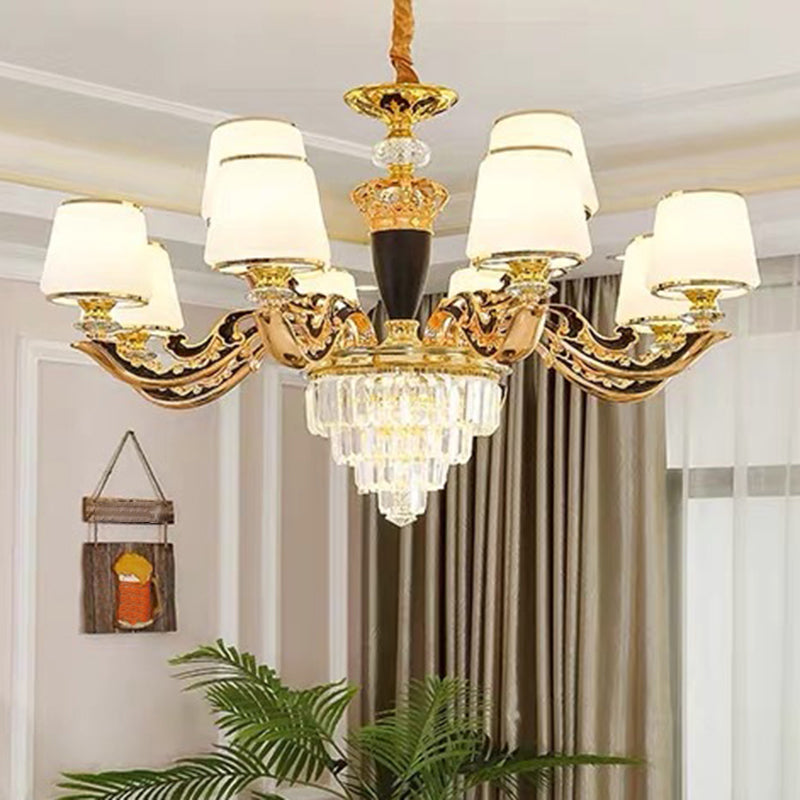 White Glass Tapered Ceiling Lighting Traditional Chandelier - Rebooters