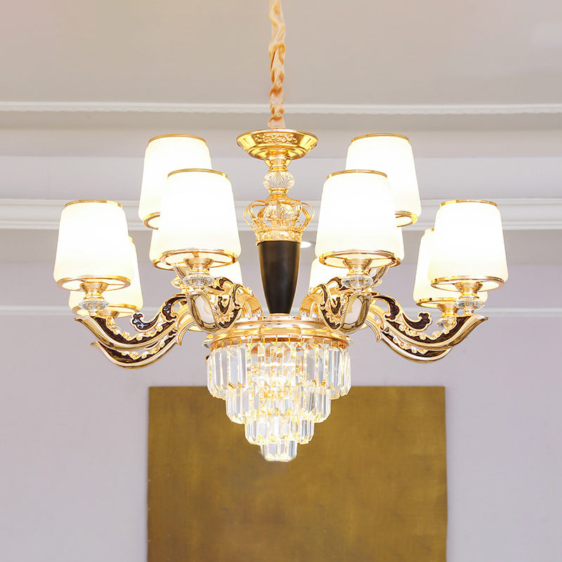 White Glass Tapered Ceiling Lighting Traditional Chandelier - Rebooters