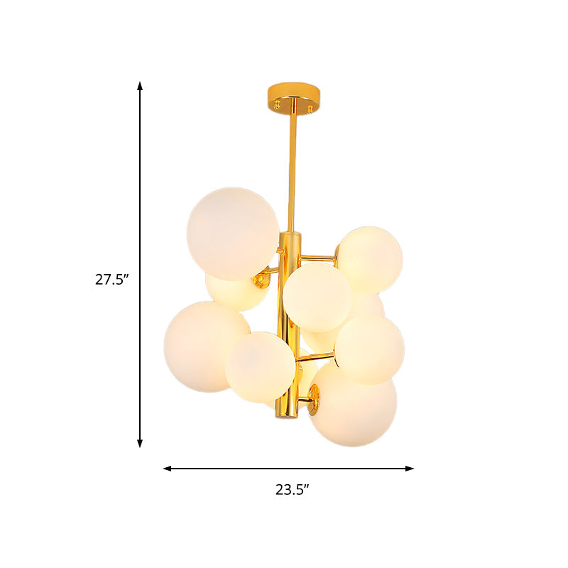 10/13 Bulbs Global Chandelier Lamp Modernism Milk Glass Light Kit in Gold - Rebooters