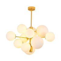 10/13 Bulbs Global Chandelier Lamp Modernism Milk Glass Light Kit in Gold - Rebooters