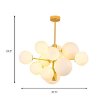 10/13 Bulbs Global Chandelier Lamp Modernism Milk Glass Light Kit in Gold - Rebooters