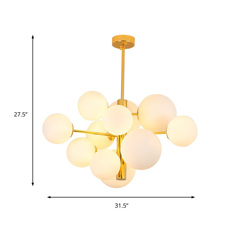 10/13 Bulbs Global Chandelier Lamp Modernism Milk Glass Light Kit in Gold - Rebooters