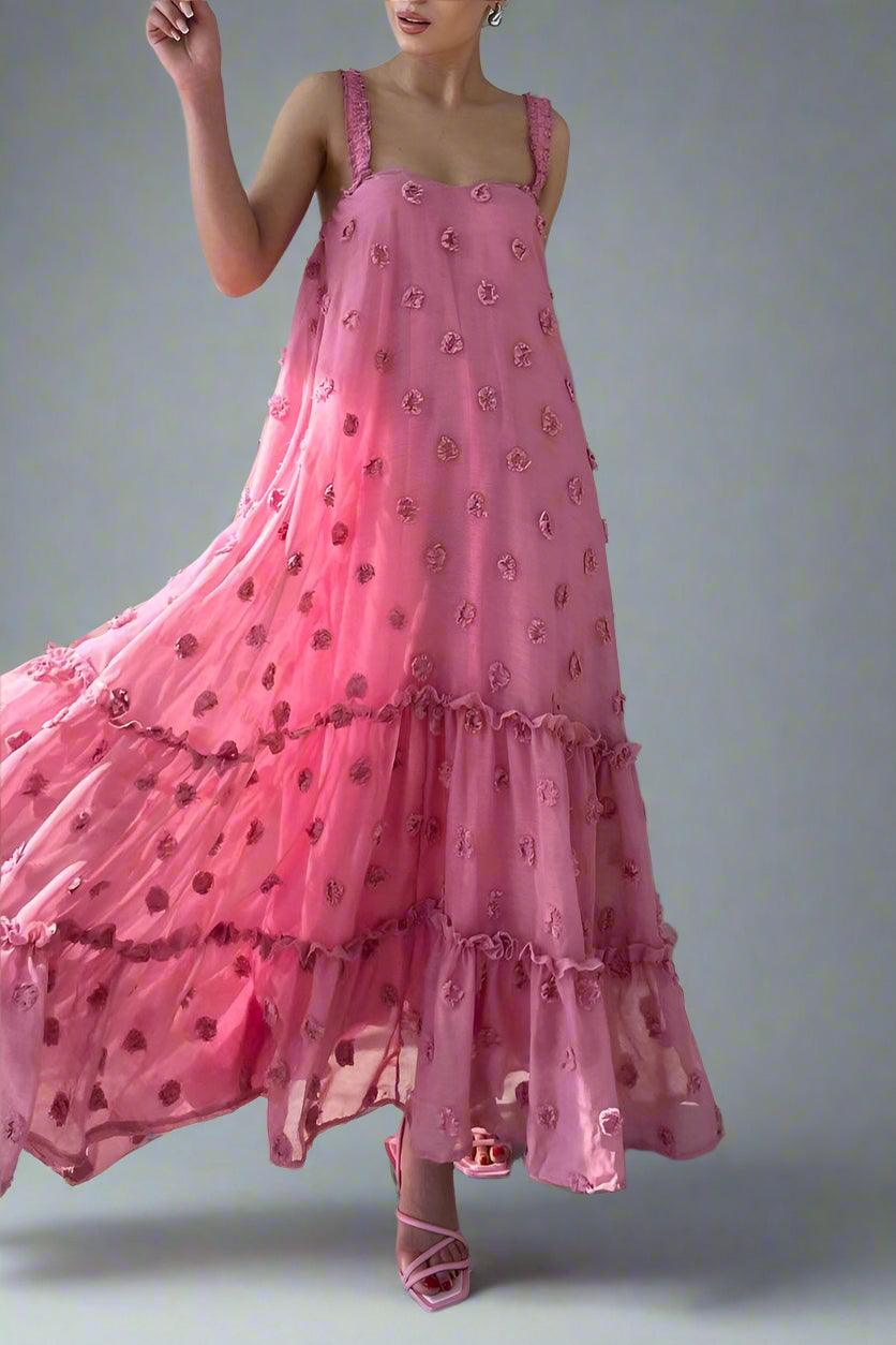 Daisy Loose-Fit Maxi Dress with Floral Décor and Flow Rebooters Maxi Women's Dresses
