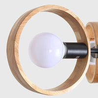 3/6/8 Heads Round Chandelier Light Contemporary Wood Hanging Ceiling Light in Black White - Rebooters