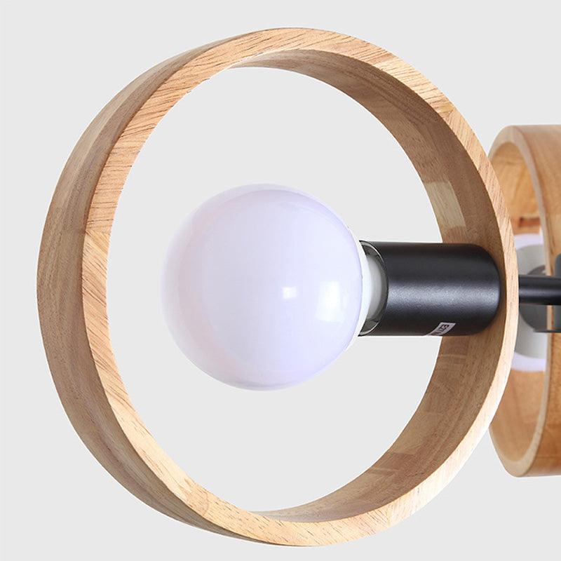 3/6/8 Heads Round Chandelier Light Contemporary Wood Hanging Ceiling Light in Black White - Rebooters