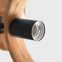 3/6/8 Heads Round Chandelier Light Contemporary Wood Hanging Ceiling Light in Black White - Rebooters