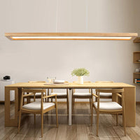 Beige Rectangle Ceiling Chandelier Minimalism Wood LED Light - Rebooters