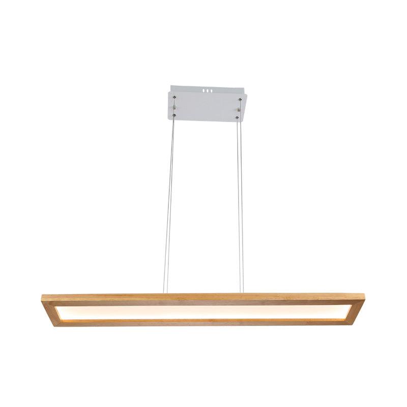 Beige Rectangle Ceiling Chandelier Minimalism Wood LED Light - Rebooters