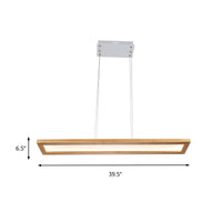 Beige Rectangle Ceiling Chandelier Minimalism Wood LED Light - Rebooters