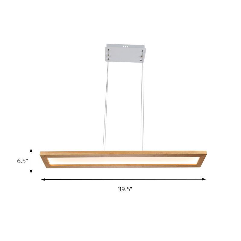 Beige Rectangle Ceiling Chandelier Minimalism Wood LED Light - Rebooters