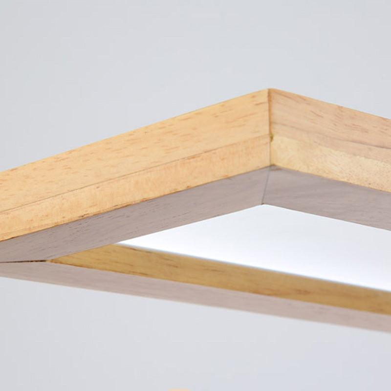 Beige Rectangle Ceiling Chandelier Minimalism Wood LED Light - Rebooters